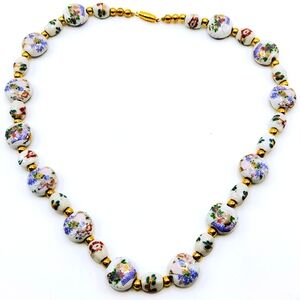 Vintage Chinese Cloisonne Porcelain Beaded Necklace